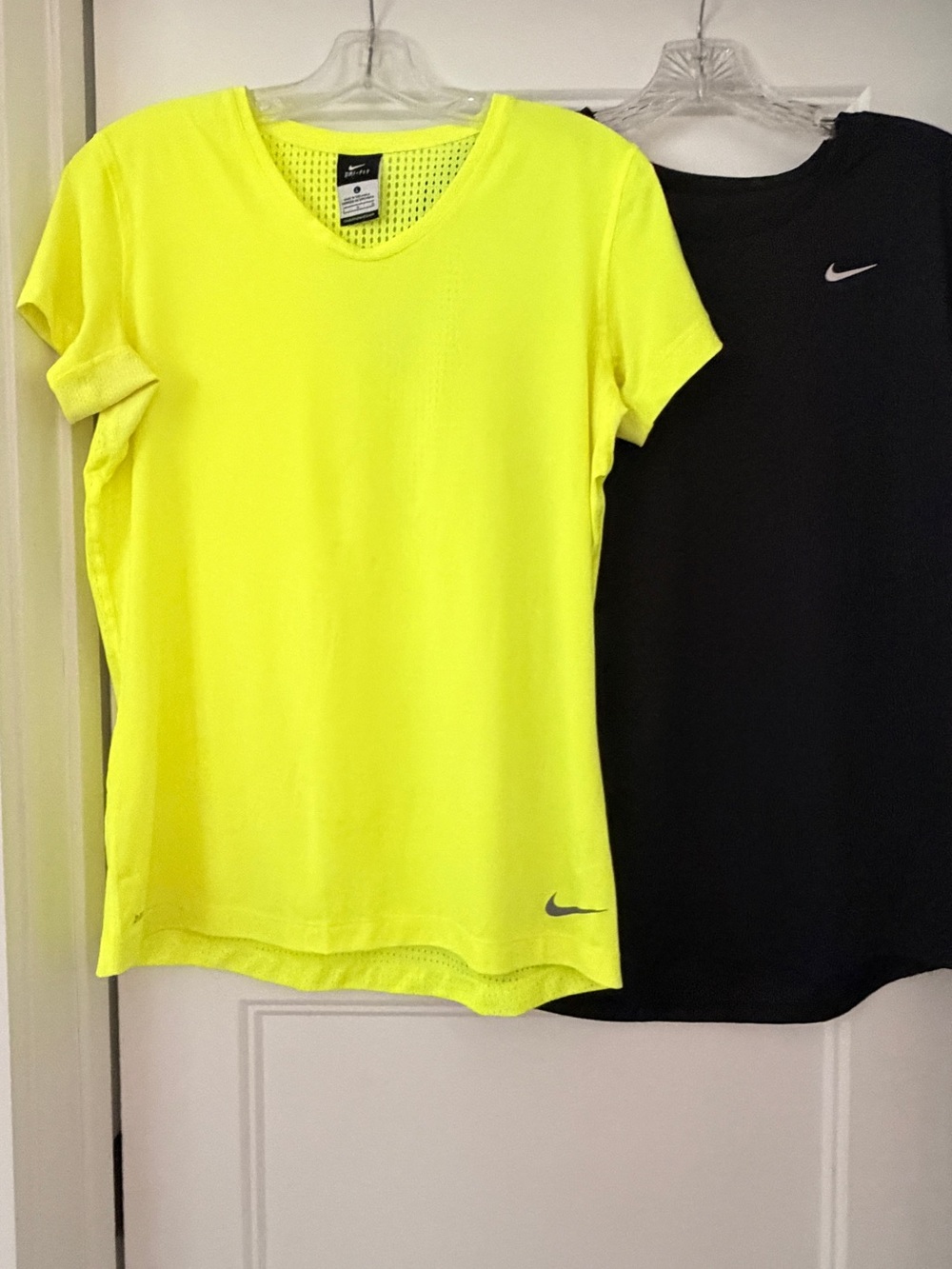 Nike Women's Neon Yellow Short Sleeve V-Neck Athletic Tee